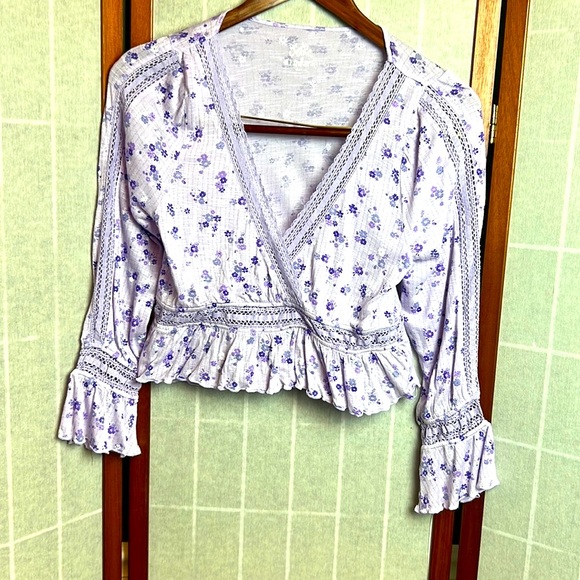 Justice Other - JUSTICE LONG SLEEVE PURPLE FLORAL SHIRT Size 8